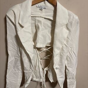 NEW Hyfve Lace Up Corset Back White Blazer White- Size Small
